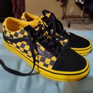 Vans Yellow and Gold Checked Size 6 Men's/7.5 Womens